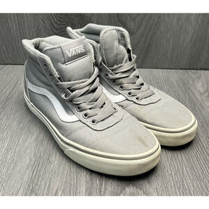 Vans High Top Shoes Mens Size 7.5 Gray Canvas Skate Lace Up Waffle Sole Sneakers